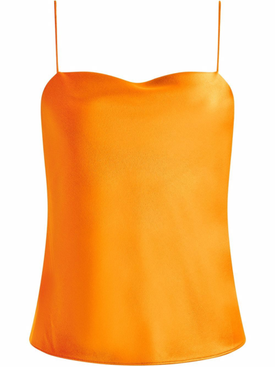 Shop Alice And Olivia Harmon Draped Slip Tank Top In Orange