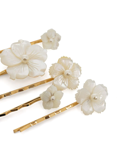Shop Jennifer Behr Floral-pearl Bobby Pin Set In Weiss