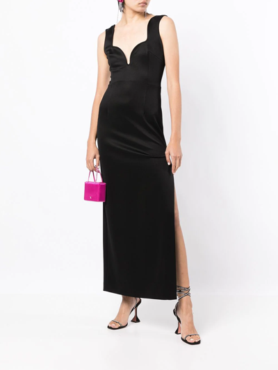 Shop Galvan Wire Front Scallop-strap Dress In Black