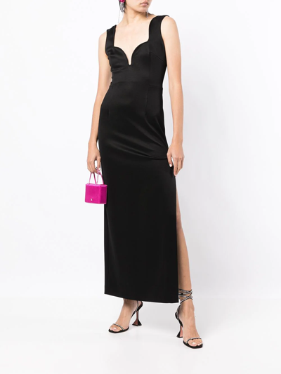 Galvan Slit-detail Sleeveless Midi Dress In Black