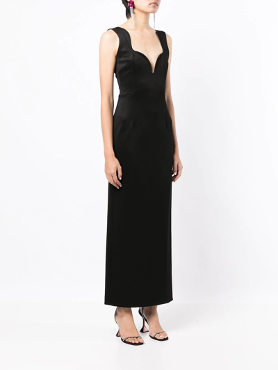 Shop Galvan Wire Front Scallop-strap Dress In Black