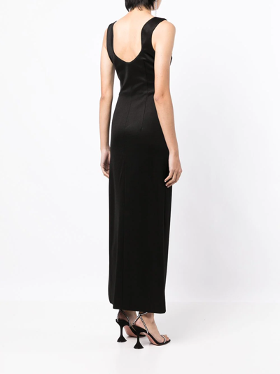 Galvan Slit-detail Sleeveless Midi Dress In Black