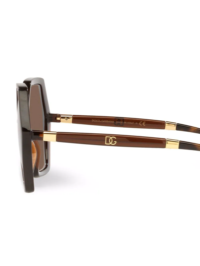 Dolce & Gabbana Hexagon-frame Sunglasses In Braun