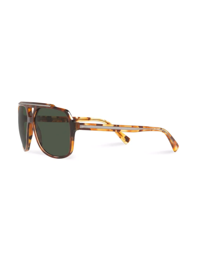 Shop Dolce & Gabbana Tortoise Pilot-frame Sunglasses In Green