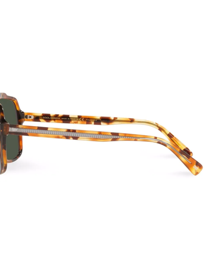 Shop Dolce & Gabbana Tortoise Pilot-frame Sunglasses In Green