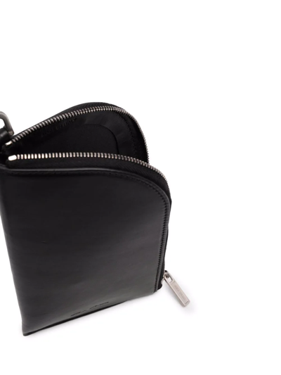 Shop Rick Owens Neck-strap Leather Wallet In Schwarz