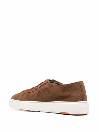Santoni Low-top Sneakers 21571 Suede In Braun