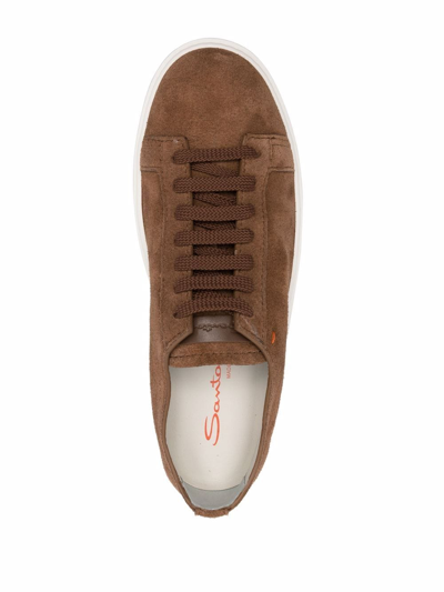 Santoni Low-top Sneakers 21571 Suede In Braun
