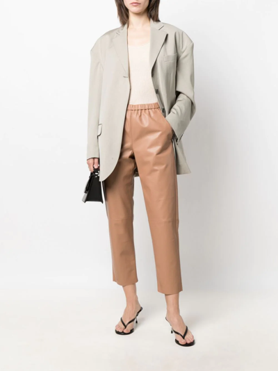 Shop Drome Tapered-leg Leather Trousers In Nude