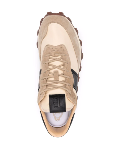 Shop Tod's Panelled Low Top Sneakers In Nude