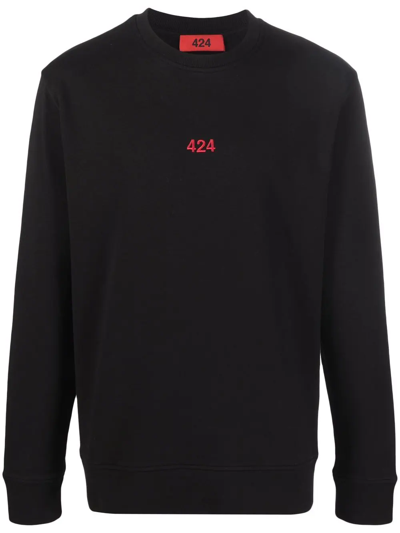 Shop 424 Logo Crew Neck Sweatshirt In Schwarz