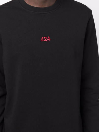 Shop 424 Logo Crew Neck Sweatshirt In Schwarz
