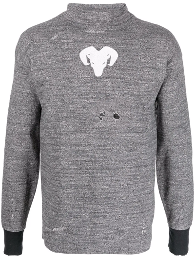 Maison Margiela Distressed High-neck Jumper In Grau
