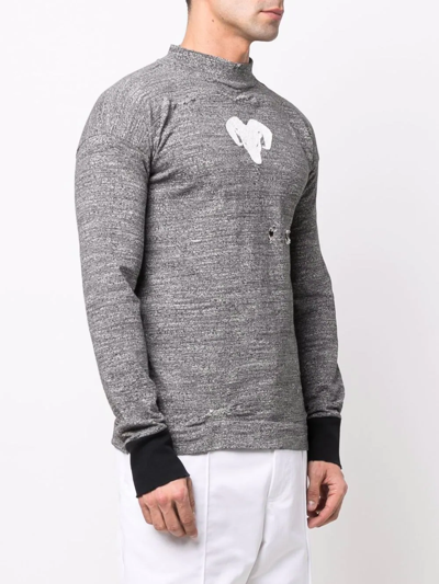 Maison Margiela Distressed High-neck Jumper In Grau