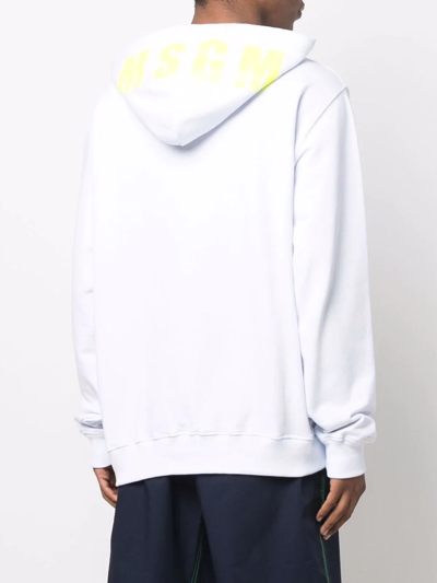 Msgm Logo-print Pullover Hoodie In Weiss