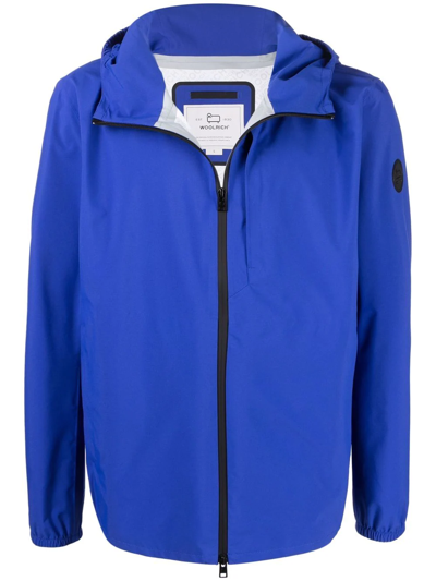 Shop Woolrich Sleeve-logo Hooded Jacket In Blau