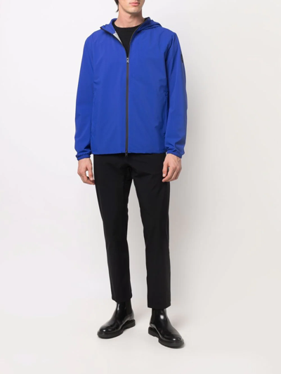 Shop Woolrich Sleeve-logo Hooded Jacket In Blau