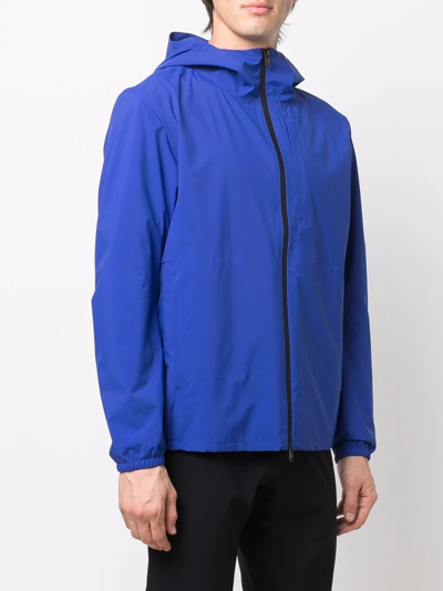 Shop Woolrich Sleeve-logo Hooded Jacket In Blau