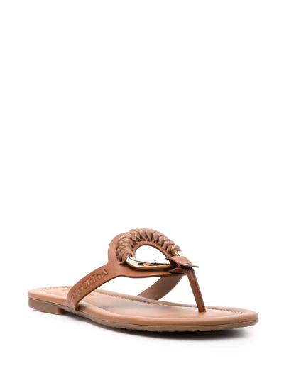 Shop See By Chloé Logo Open-toe Sandals In Braun