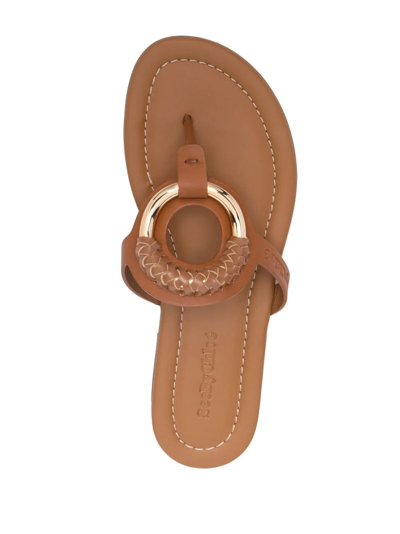 Shop See By Chloé Logo Open-toe Sandals In Braun