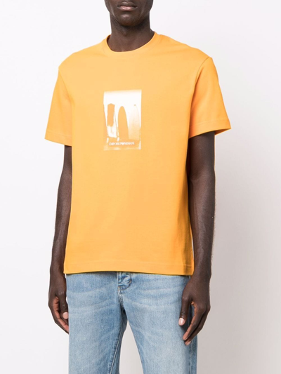 Shop Emporio Armani Logo Crew-neck T-shirt In Orange