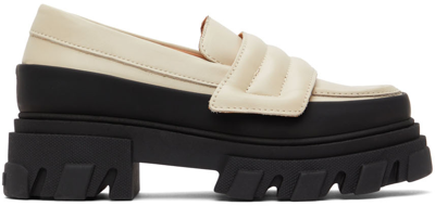 Shop Ganni Off-white Leather Chunky Padded Loafers In 873 Oyster Gray