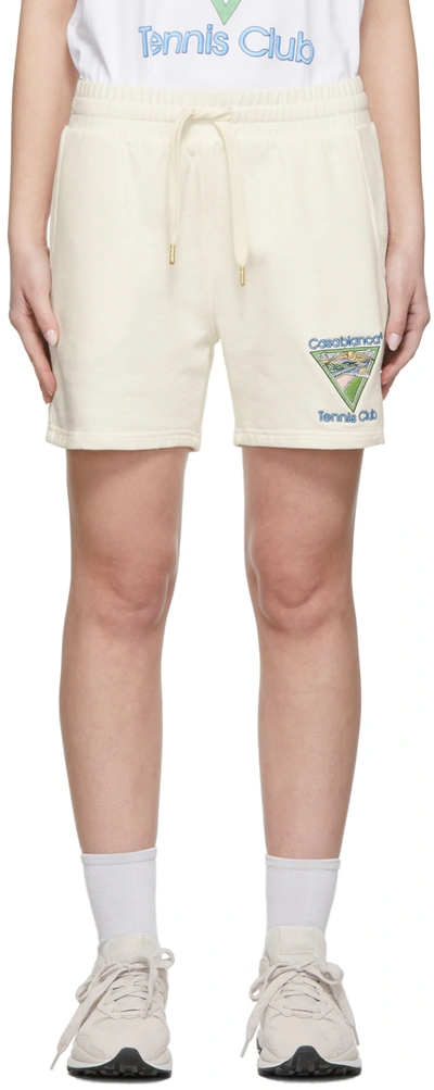 Shop Casablanca Off-white Embroidered Sweat Shorts In  Tennis Cl