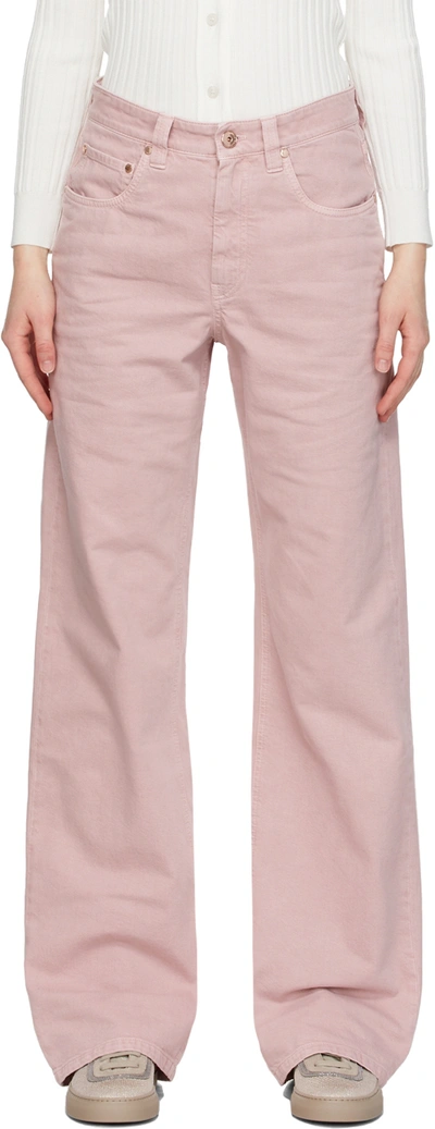 Shop Brunello Cucinelli Pink Straight-leg Jeans In C8633 Camelia