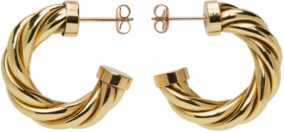 Shop Laura Lombardi Gold Mini Spira Hoop Earrings In Brass