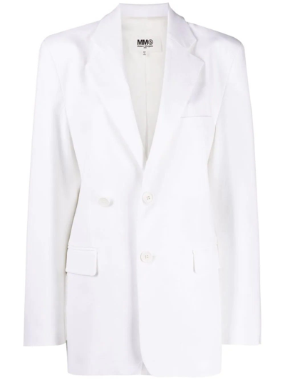 Shop Mm6 Maison Margiela White Single Breasted Blazer