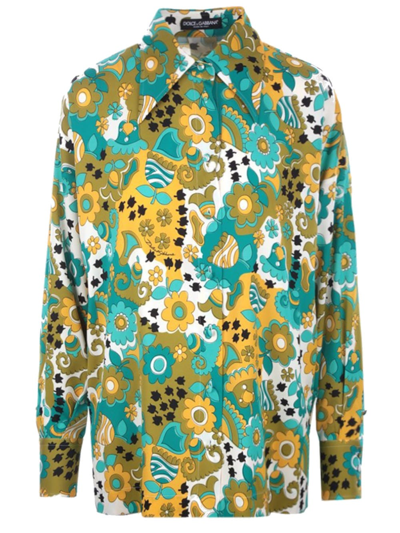 Shop Dolce & Gabbana Floral Print Multicolored Shirt