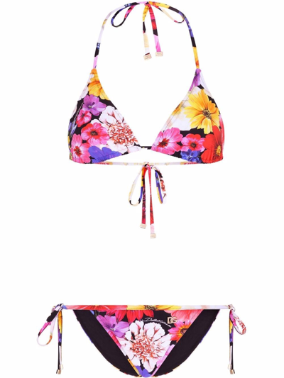 Shop Dolce & Gabbana Floral Bikini In Multicolour