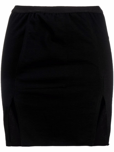 Shop Rick Owens Mini Skirt With Side Slit In Black