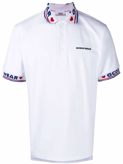 Shop Gcds Polo Shirt With Print In White
