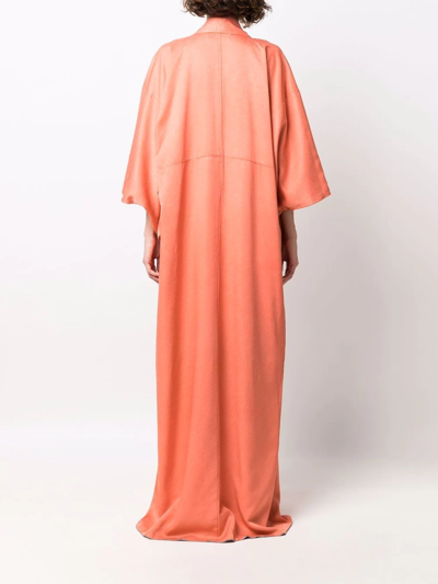 Pre-owned A.n.g.e.l.o. Vintage Cult 1970s Floral-embroidery Silk Kimono In Orange