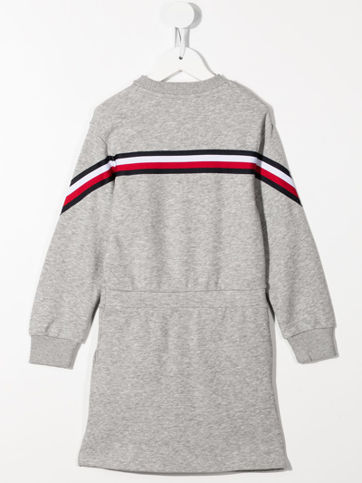 Tommy Hilfiger Junior Striped-trim Sweatshirt Dress In Grey