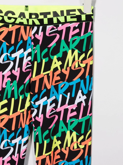 Shop Stella Mccartney Logo-lettering Leggings In Black