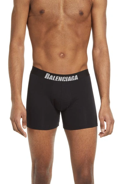 Shop Balenciaga Logo Band Boxer Briefs In Black