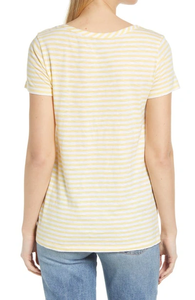 Shop Caslon Rounded V-neck T-shirt In Yellow Popcorn- White Stripe