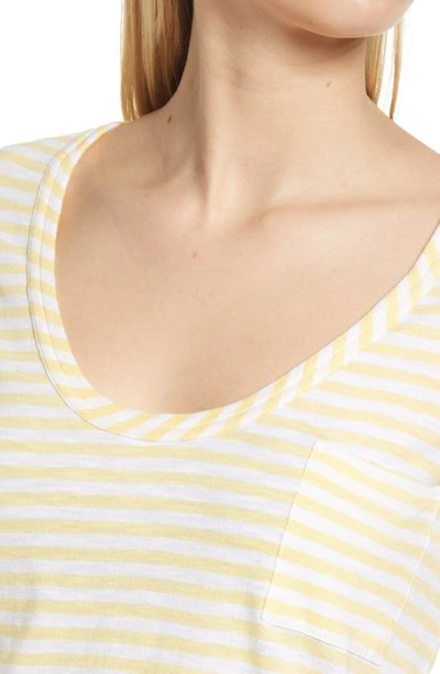 Shop Caslon Rounded V-neck T-shirt In Yellow Popcorn- White Stripe