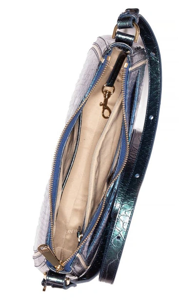 Shop Brahmin Shayna Croc Embossed Leather Crossbody Bag In Sapphire