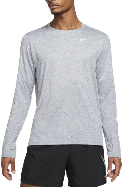 Nike Element Dri-fit Long Sleeve Running T-shirt In Smoke Grey/ Grey Fog