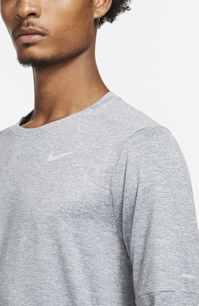 Nike Element Dri-fit Long Sleeve Running T-shirt In Smoke Grey/ Grey Fog