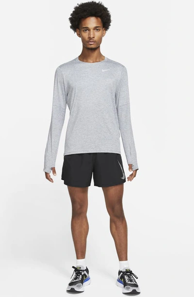 Nike Element Dri-fit Long Sleeve Running T-shirt In Smoke Grey/ Grey Fog