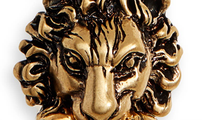 Shop Gucci Lion Head Double-g Pendant Necklace In Gold