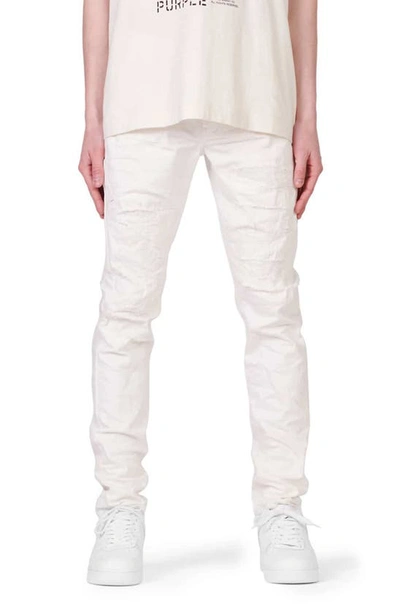 Shop Purple White Destroyed Low Rise Skinny Jeans In Outline