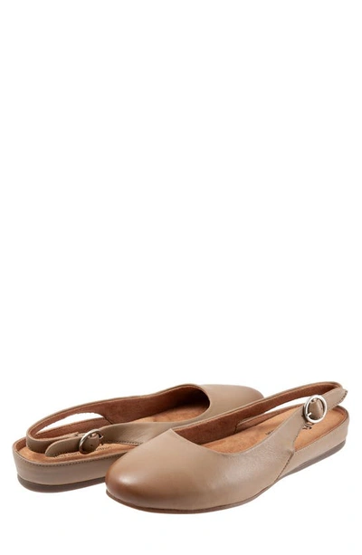 Softwalk Sandy Slingback Flat Sandal In Taupe Leather