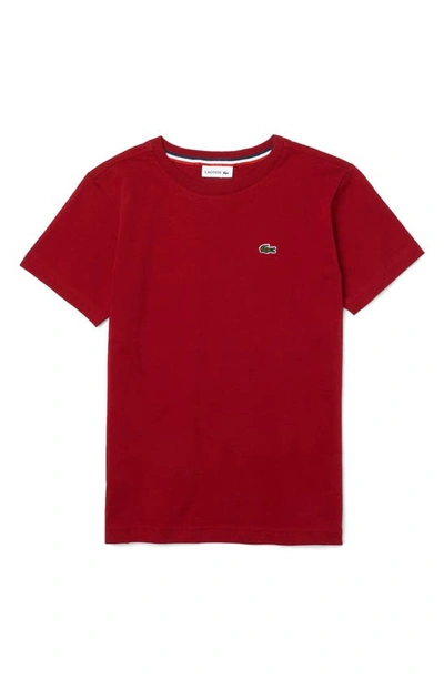 Shop Lacoste Kids' Logo Cotton T-shirt In Alizarin