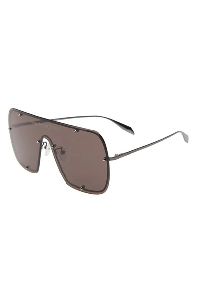 Shop Alexander Mcqueen 99mm Shield Sunglasses In Ruthenium