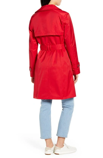 Shop Cole Haan Signature Hooded Trench Coat In Red